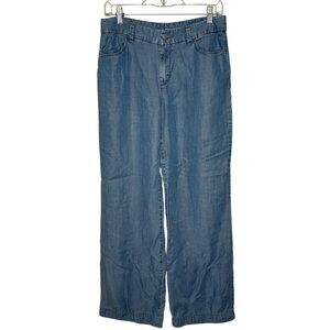 Chico's The Platinum Trouser Blue Chambray Wide Leg Pants Size 00